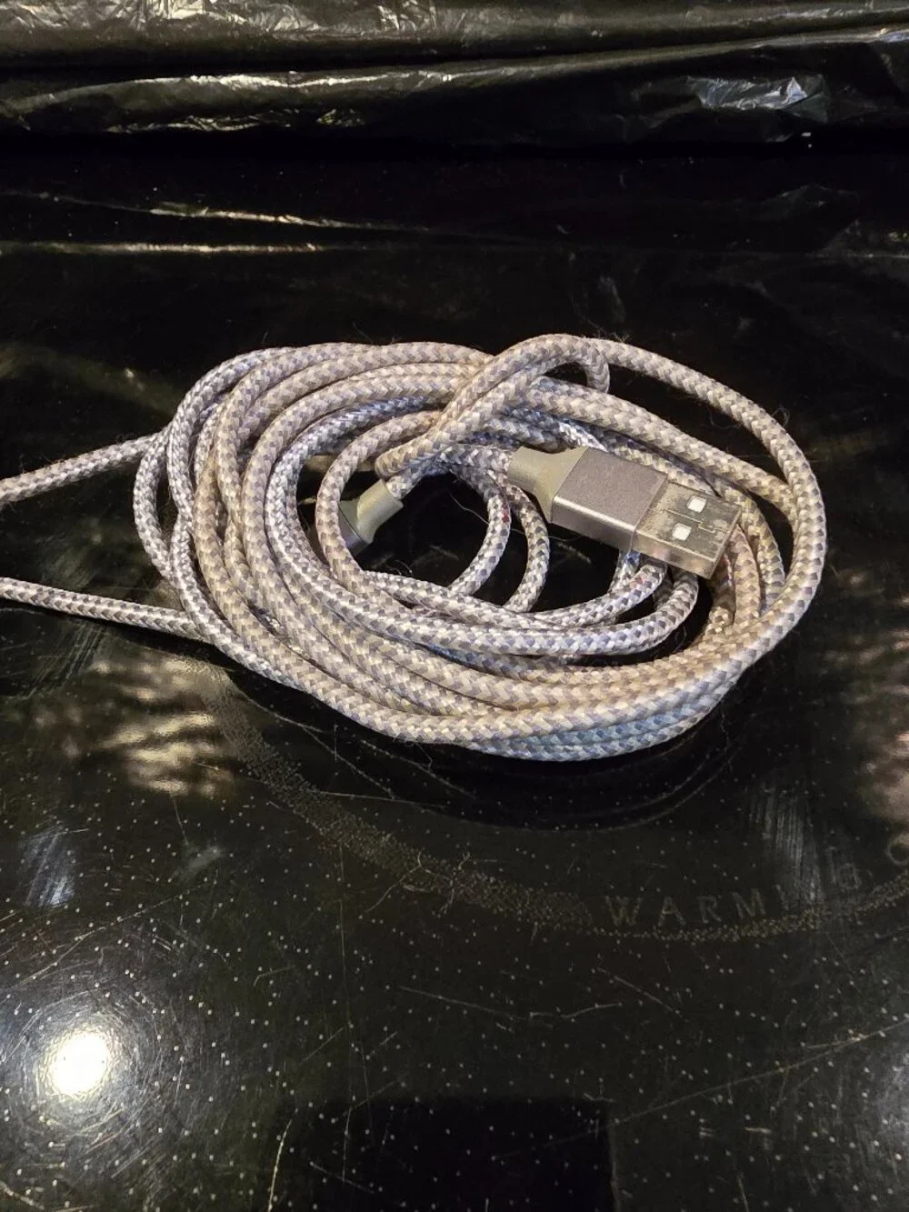 Charging Cord IPhone IPads USB-C to Lightening Gray Braided 10-ft